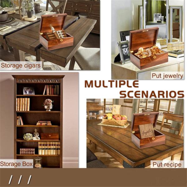 Boîtes de rangement décoratives en bois d'acacia Boîte à bijoux en bois Boîte en bois avec couvercle à charnière