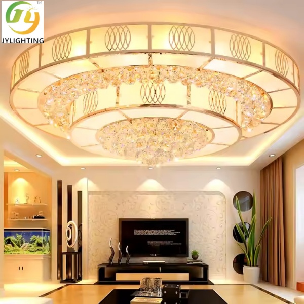 Decoration Living Room Bedroom Customized European Style Crystal Ceiling Lamp Golden Round Crystal Led Ceiling Light