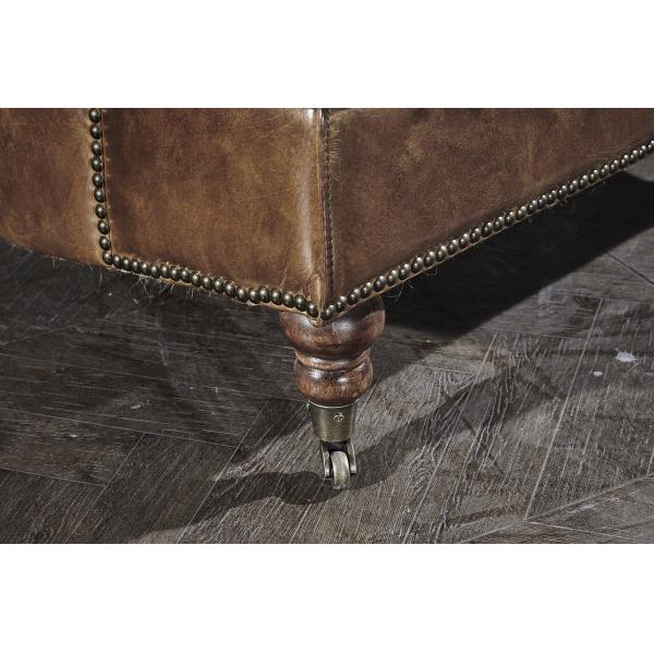 Durable High Back Vintage Top Grain Brown Leather Armchair Living Room Furniture