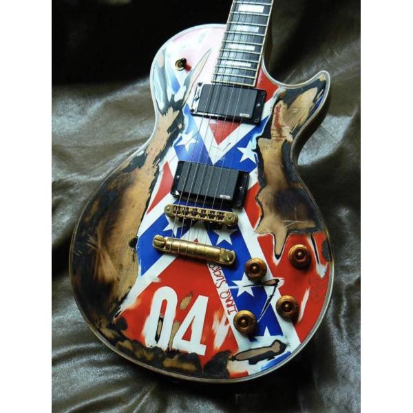 Custom LP Electric Guitar One Piece Body Neck RebelAged Guitar