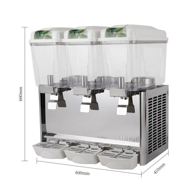 Dispensador elétrico de bebida de vidro triplo 12l em aço inoxidável Mini dispensador de suco