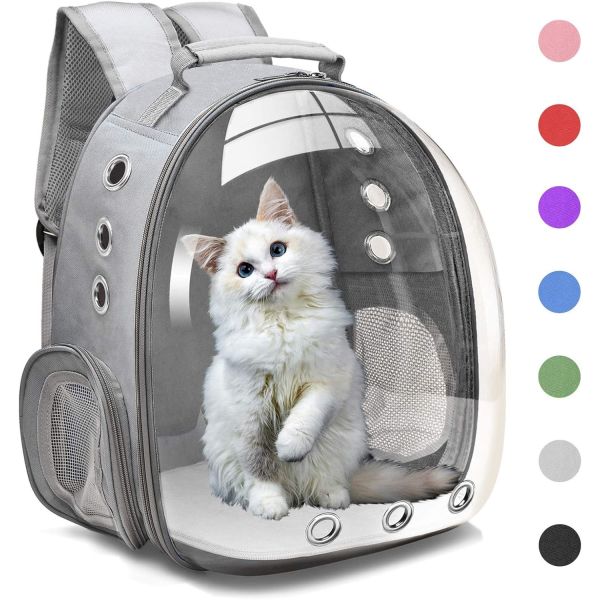 Bubble Carrying Bag for Small Medium dogs Cats, Space Capsule Pet Hiking backpack, Airline Approved Travel carrier - Grey