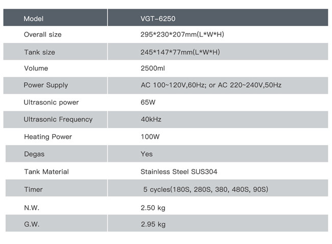 Снабжение жилищем ABS машины чистки PCB VGT 6250 2500ml 40kHZ ультразвуковое