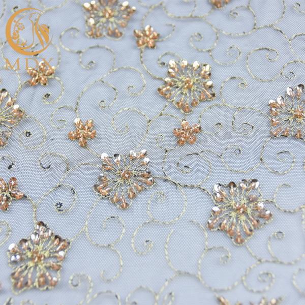 Нигерийский сверкная шить ткани шнурка Sequin Handmade вышил