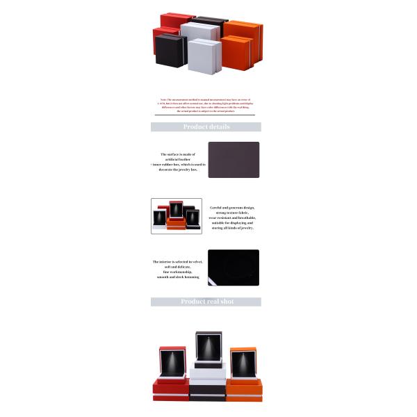Boîte d'emballage de bijoux de finition Peinture de cuisson Artisanat bord blanc LED Ring Boîte de bijoux 9*9*3.5cm