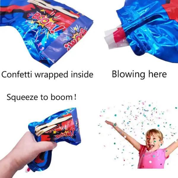 Fogos de artifício infláveis Arma de mão Confetti Poppers Canhões para casamento aniversário de formatura Fun Party Supplies