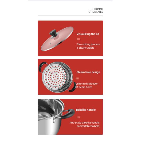 Wholesale TOP Seller Cookware Silver Cooker Soup Pots Round Steamer Cooker Steam Cooking Pot For Kitchen