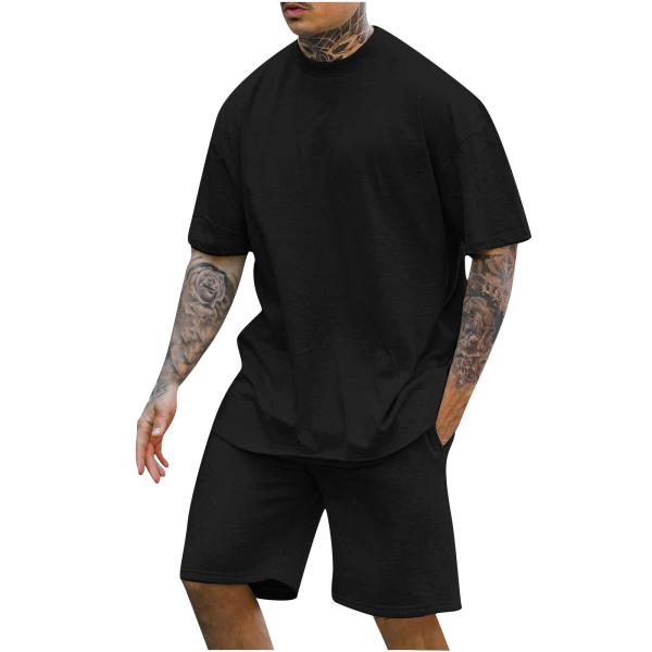 10000 Quantity Men's Two-piece Set Round Neck T-shirt and Shorts with Other Fabric Weight