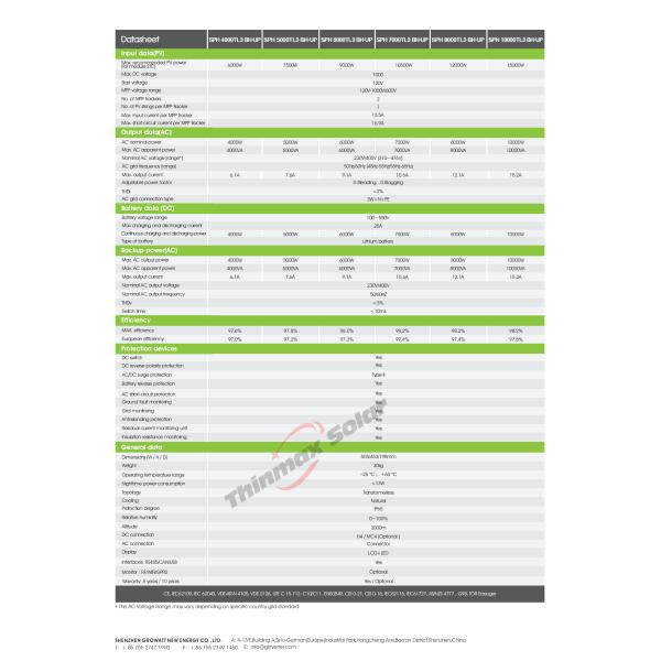 Growatt Hybrid Inverter Sph6000tl3-bh-easun Hybrid Inverter 5kw Three-phase Grid-connected Solar System Inverter