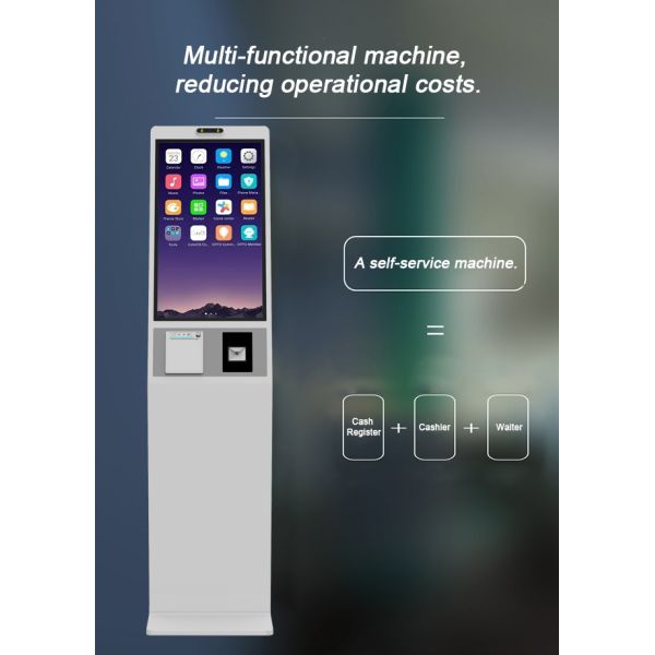 23.6 Inch Floor Standing Member Self-Ordering Terminal for Self-Service Android Touch Screen System for Queue Management Shopping Malls
