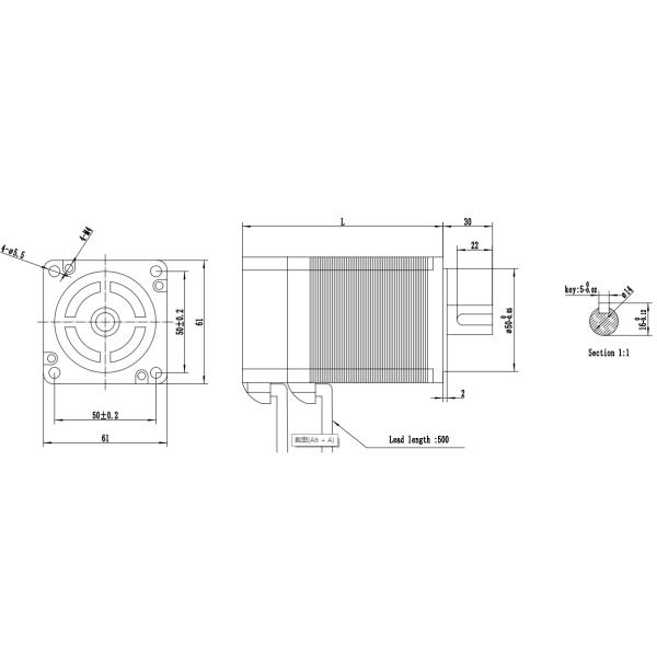 High Torque 3-11.5A BLDC Electric Motor 60mm 48V 3000RPM
