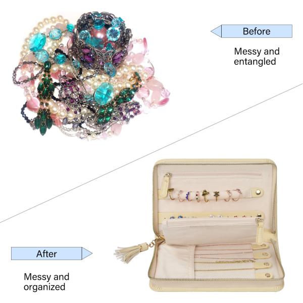 Vegan Leather Jewelry Travel Bag Storage Organizer Case 9x6x1.5