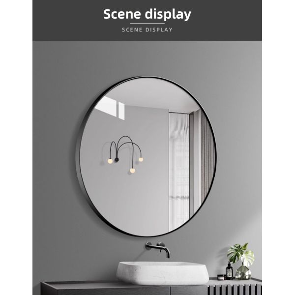 Modern Style Wall-Mounted Bathroom Vanity Mirror Black Stainless Steel Frame Touch Switch IP44 Waterproof Rating for Apartment