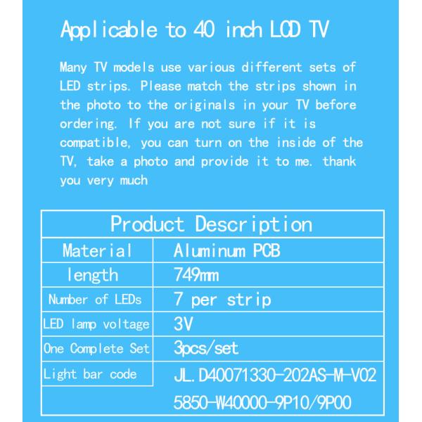 40X6 40E2A Skyworth TV Backlight 40E2AS 40K5C JL.D40071330-202AS-M-V02