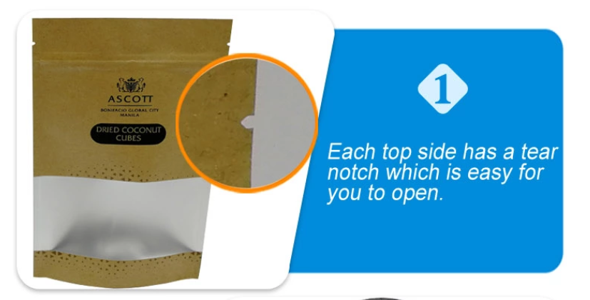 le dessus de la tirette 250g tiennent les sacs rescellables pour l'emballage de noisetiers d'Australie