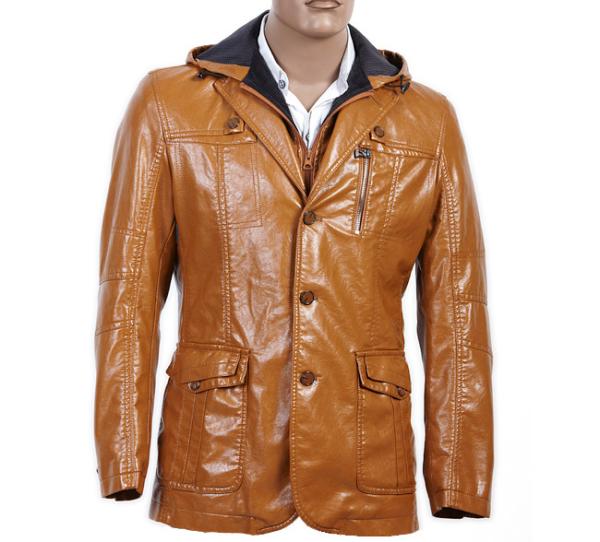 Elegante de encargo, servicio del OEM, capa encapuchada urbana del cuero de la PU del negro/del café para los hombres