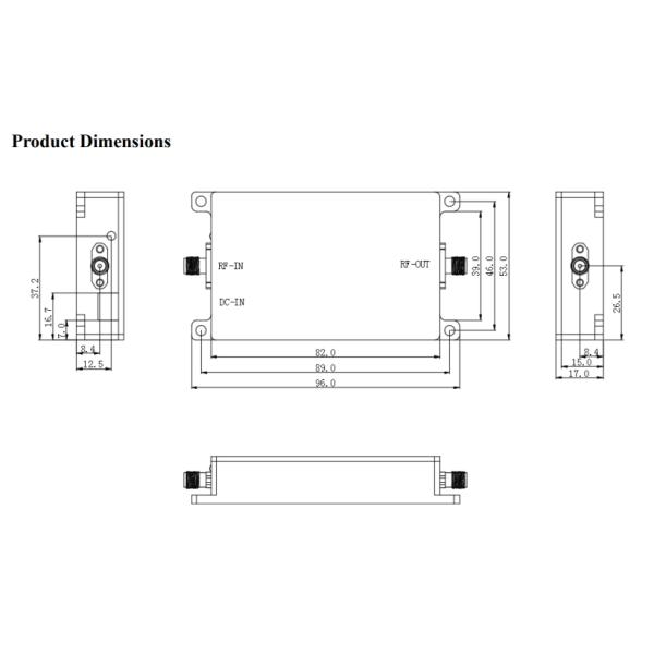 20W 43dBm 800-1500MHz 24V Wireless Lan Network PA Microwave Power Amplifier