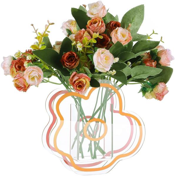 Colored Tall Clear Acrylic Flower Vases Nordic Colorful Sun Dawn Geometric Home Desktop
