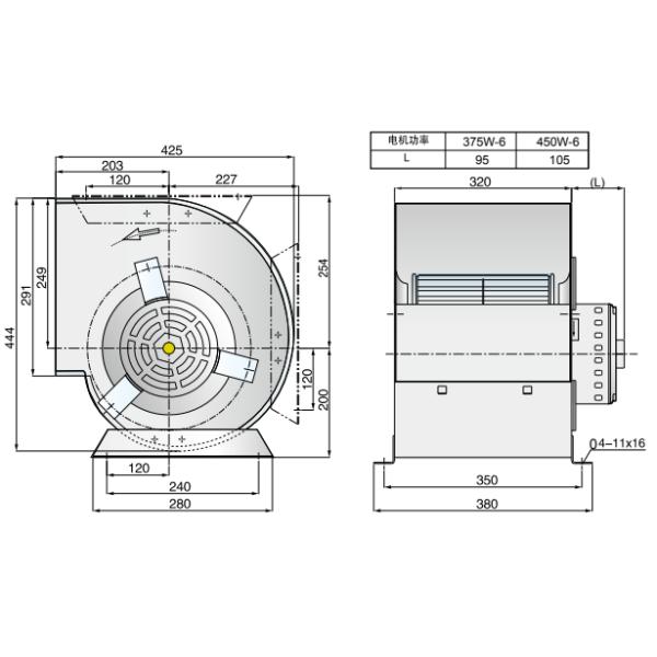 Вентилятор DC нержавеющей стали Ydk375-6 тихий центробежный
