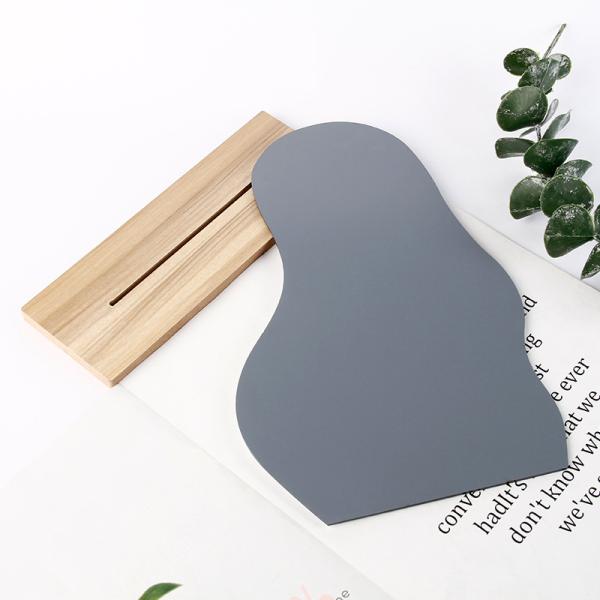 Curvy Portable Lighted Makeup Mirror Wood Stand For Vanity