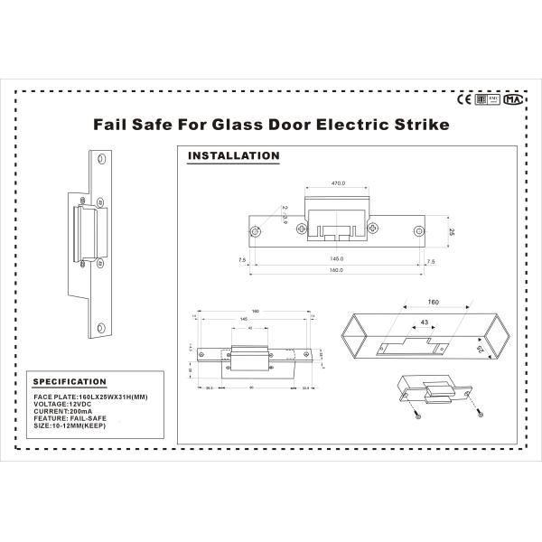 Interior Wooden Door Electric Strike Lock Coating Nickel 200mA Stainless Steel Housing