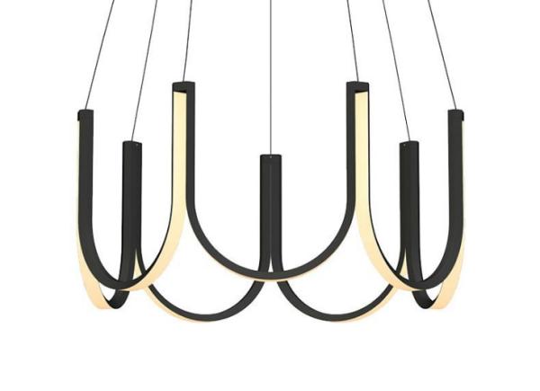 Aluminum Acrylic Black Color 600mm 800mm Modern Ring Chandelier