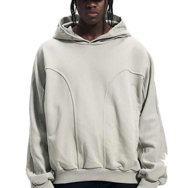 Custom Logo Knit Embroidered Men Hoodies Cotton Blank Drawstring Slim Side Pocket Hoodie