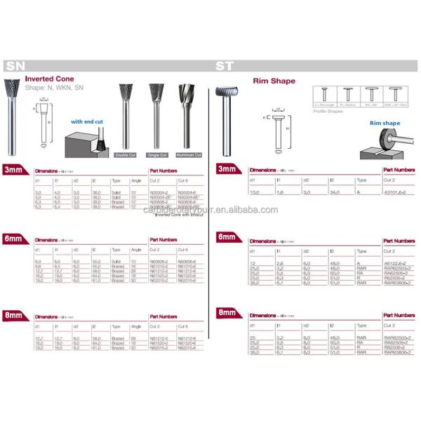 Power Tools Set 6mm 1/8 Shank Carving Metal Engraving Single Standard Cut One Set 10 Tungsten Steel Carbide Burr