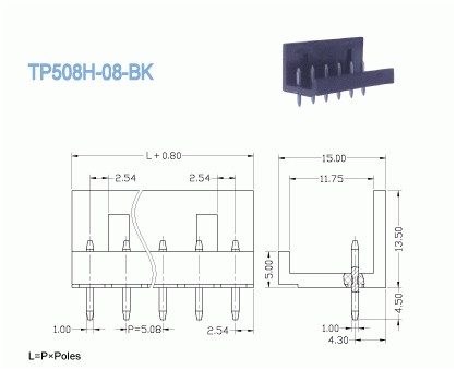 разъем терминального блока Pcb 5.08mm 300V 10A, мыжские вставляемые терминальные блоки