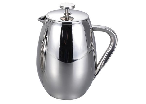1L Stainless Steel Plunger Coffee Pot 51oz Manual Double Walled Insulated Teapot