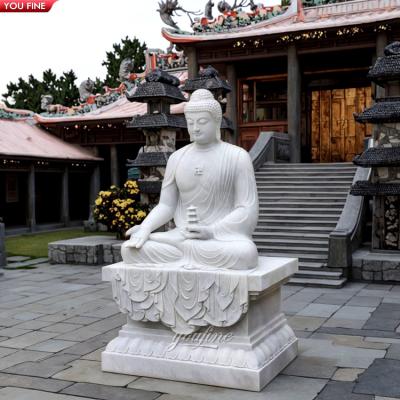 Outdoor Natural Stone White Life Size Buddha Marble Statue for Sale