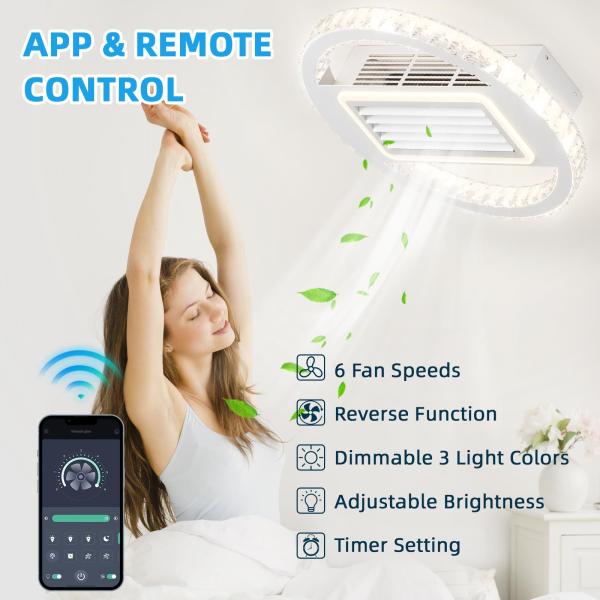 Ventilateur de plafond sans lame à 6 vitesses avec lumière et télécommande