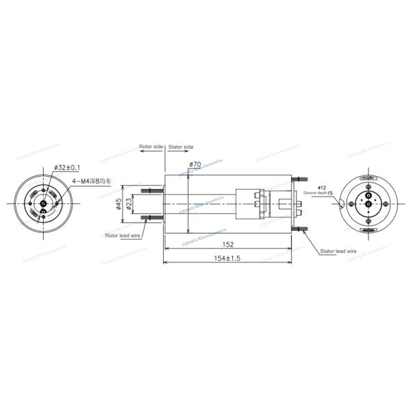 Низкотемпературный интегрированный РЧ вращающийся общий скользящий кольцо с сигналом Ethernet 1000M