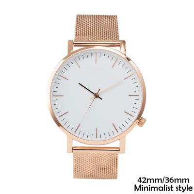 Minimalist Style Simple Mens Watches Steel Strap White Face 7mm Thicness
