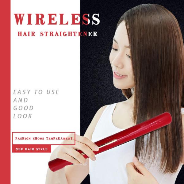 USB Rechargeable Cordless Ceramic Hair Straightener Curler For Travel