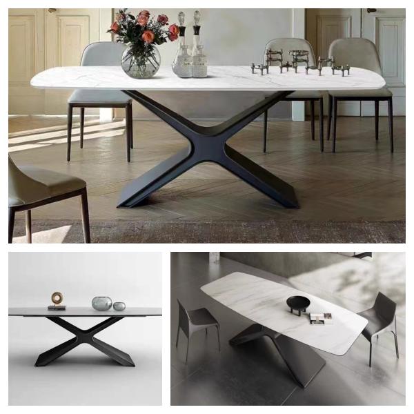 Керамический мраморный обеденный стол типа X с нержавеющей сталью прямоугольник