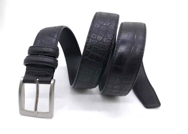 Mens Dress Casual 33mm Croco PU Leather Belt Black Color