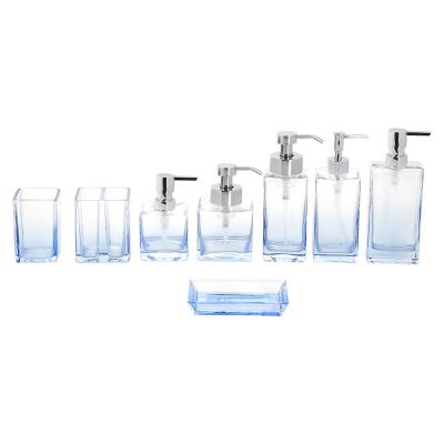 Acessórios de vidro quadrado Set estilo vintage para casa Hotel azul Ombre