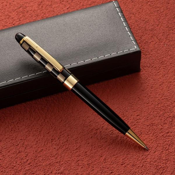 Grid Pattern Metal Ball Pen 1.0mm Black Ink Customizable