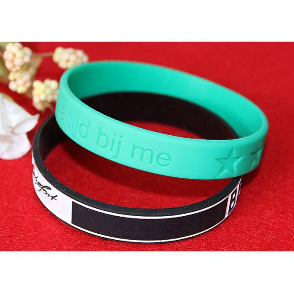 2mm Thickness Custom Silicone Rubber Wristbands Color Filled Logo Process