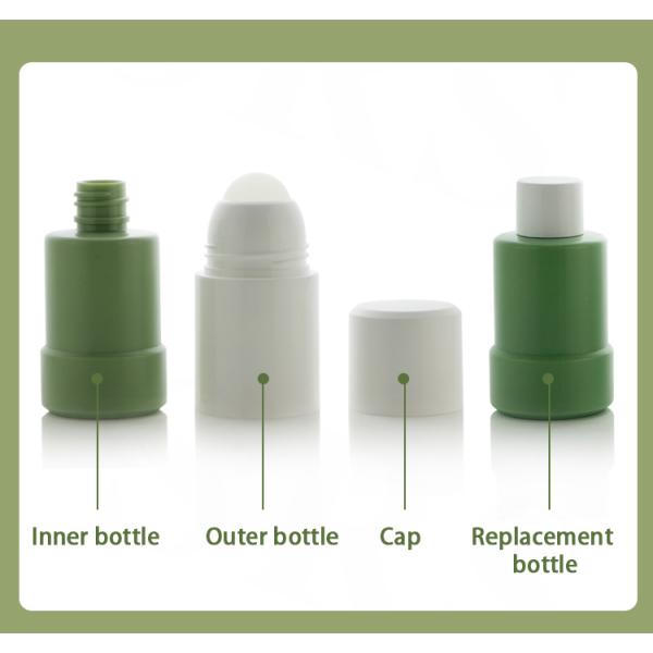 Refillable PP PCR Roll On Bottle 50ml 75ml for Cosmetic Deodorant