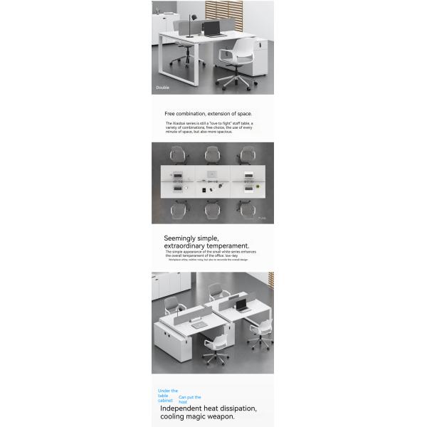 Muebles de oficina Escritorio de ordenador simple blanco para 6 personas en locales comerciales