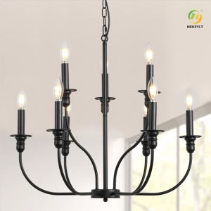 8 голов e26/e27 приостанавливали свет светлого черного листового железа нордический привесной