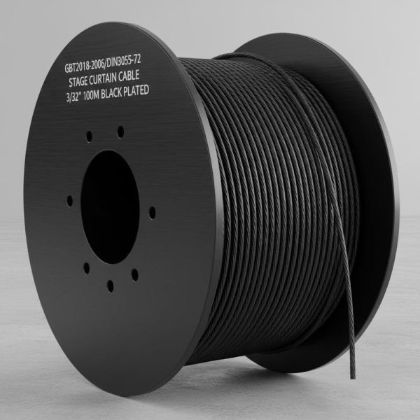 Black Galvanized Steel Aircraft Cable 3/32 Diameter 1000m Length with GBT20118-2006/DIN3055-72 Standard for Stage Curtain