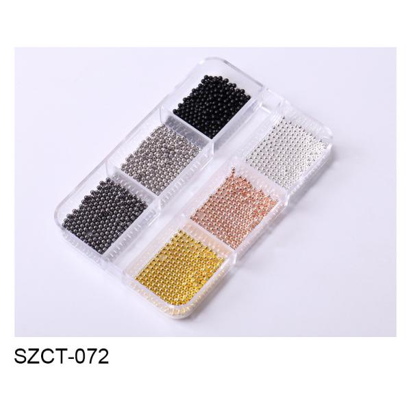 Steel Balls 3D Nail Art Decorations 6 Grid Mixed Metal Round Bead Nail Charms in Bulk