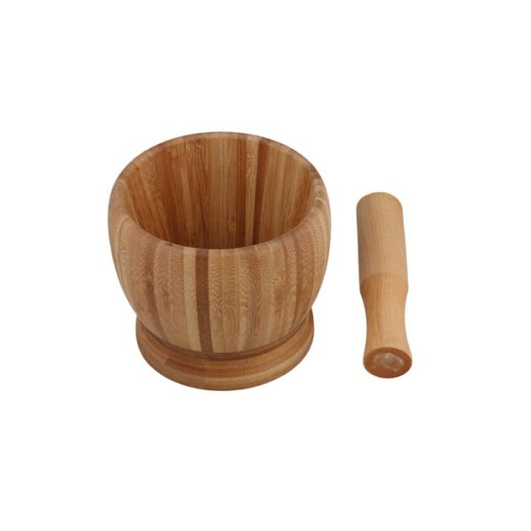 100% Medium Handmade Wooden Mortar & Pestle , Wooden Garlic Masher Non Stick