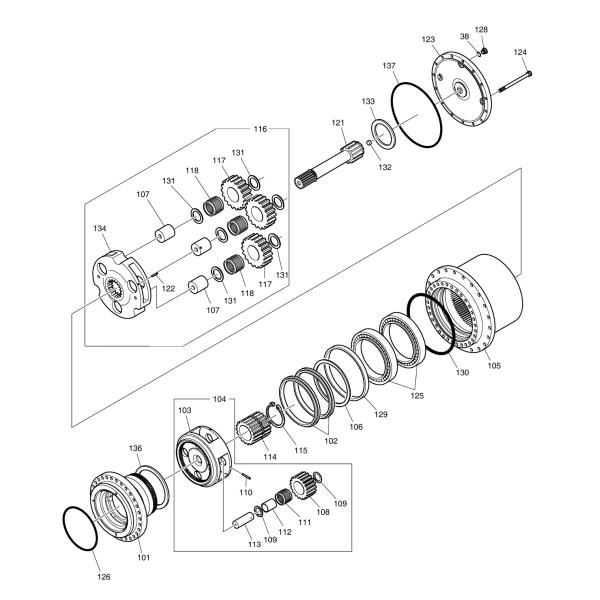 DAW00 caja de cambios final de la reducción de viaje de la impulsión R215-9 del excavador DH225-9