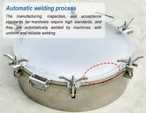 Check Material DN500 Stainless Steel Quick-open Manhole Cover for Tank Truck Fluoro Rubber Seal Material