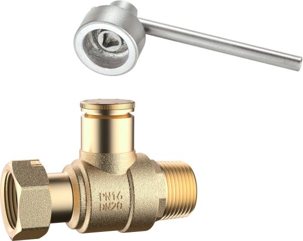 3103 Male x Flex. Female Threaded Brass Water Meter Ball Valve Magnetic Lockable with Dust Proof Cover for Leadseal