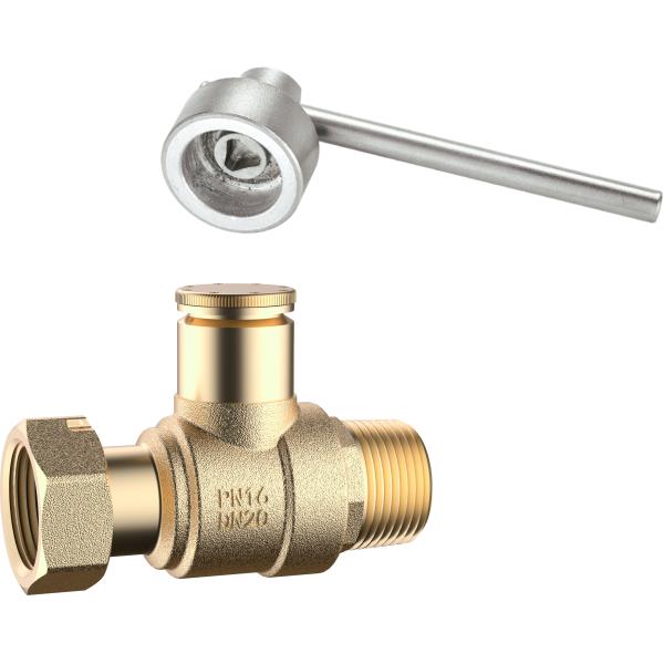 3103 Male x Flex. Female Threaded Brass Water Meter Ball Valve Magnetic Lockable with Dust Proof Cover for Leadseal